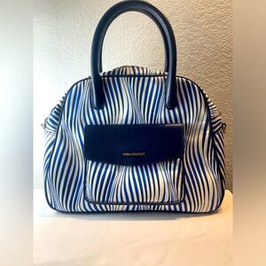 Vera Bradley Navy and White Wave Stripe Satchel
